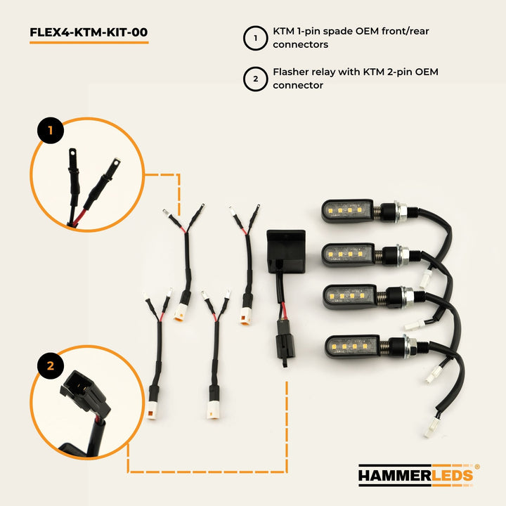 FLEX 4 - KTM Motorcycle LED Turn Signals - Full Kit