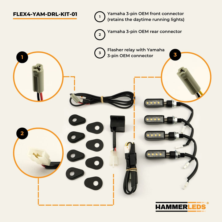 FLEX 4 - Yamaha Motorcycle LED Turn Signals - Full Kit