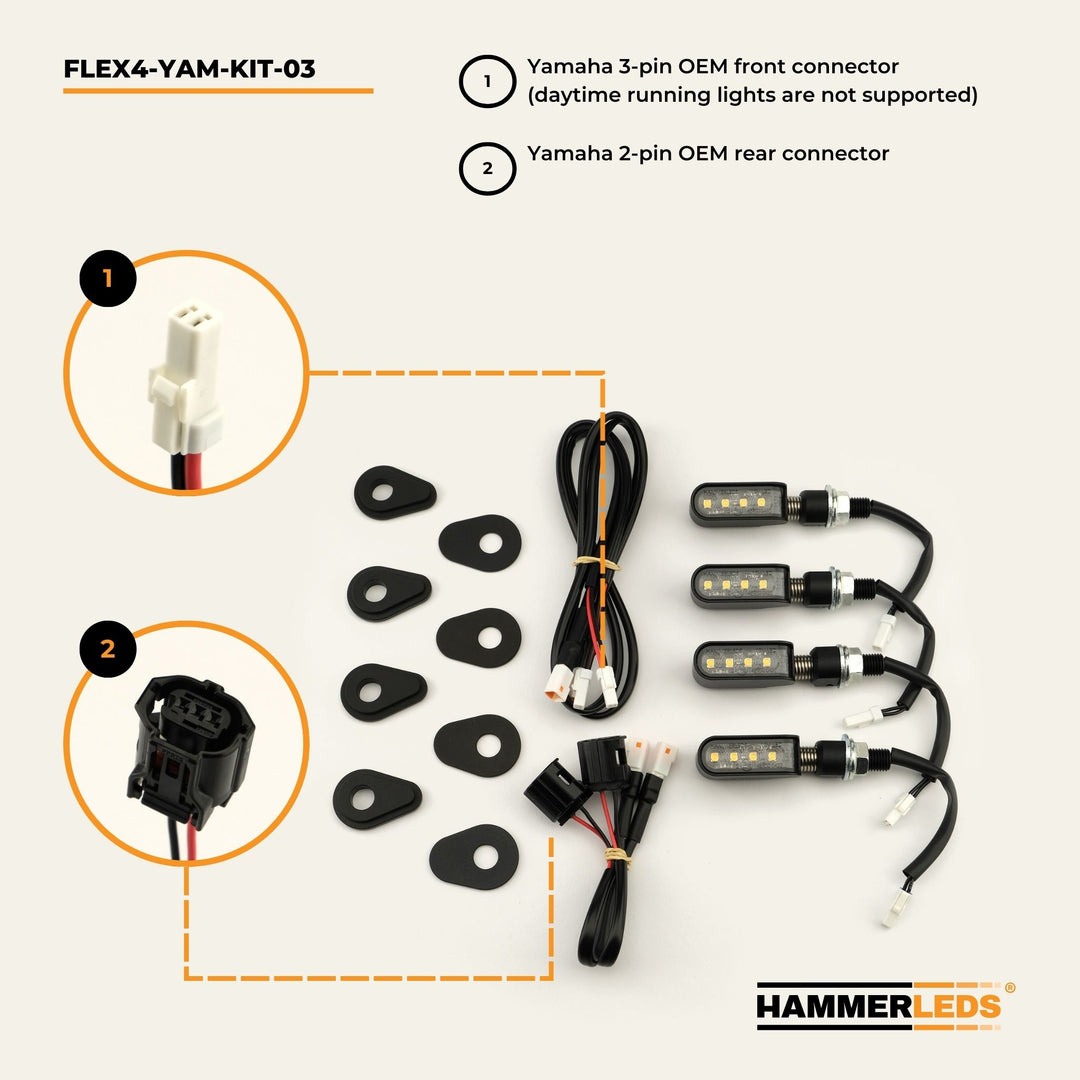 FLEX 4 - Yamaha Motorcycle LED Turn Signals - Full Kit