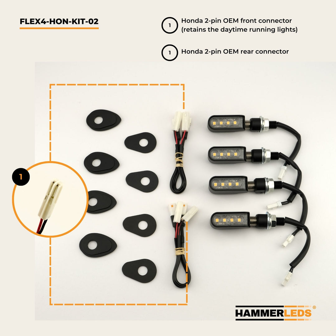FLEX 4 - Honda Motorcycle LED Turn Signals - Full Kit