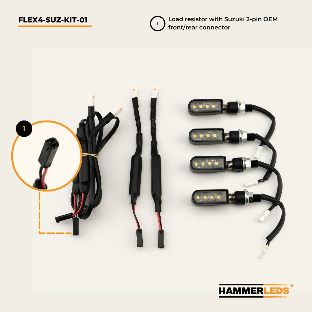 FLEX 4 - Suzuki Motorcycle LED Turn Signals - Full Kit