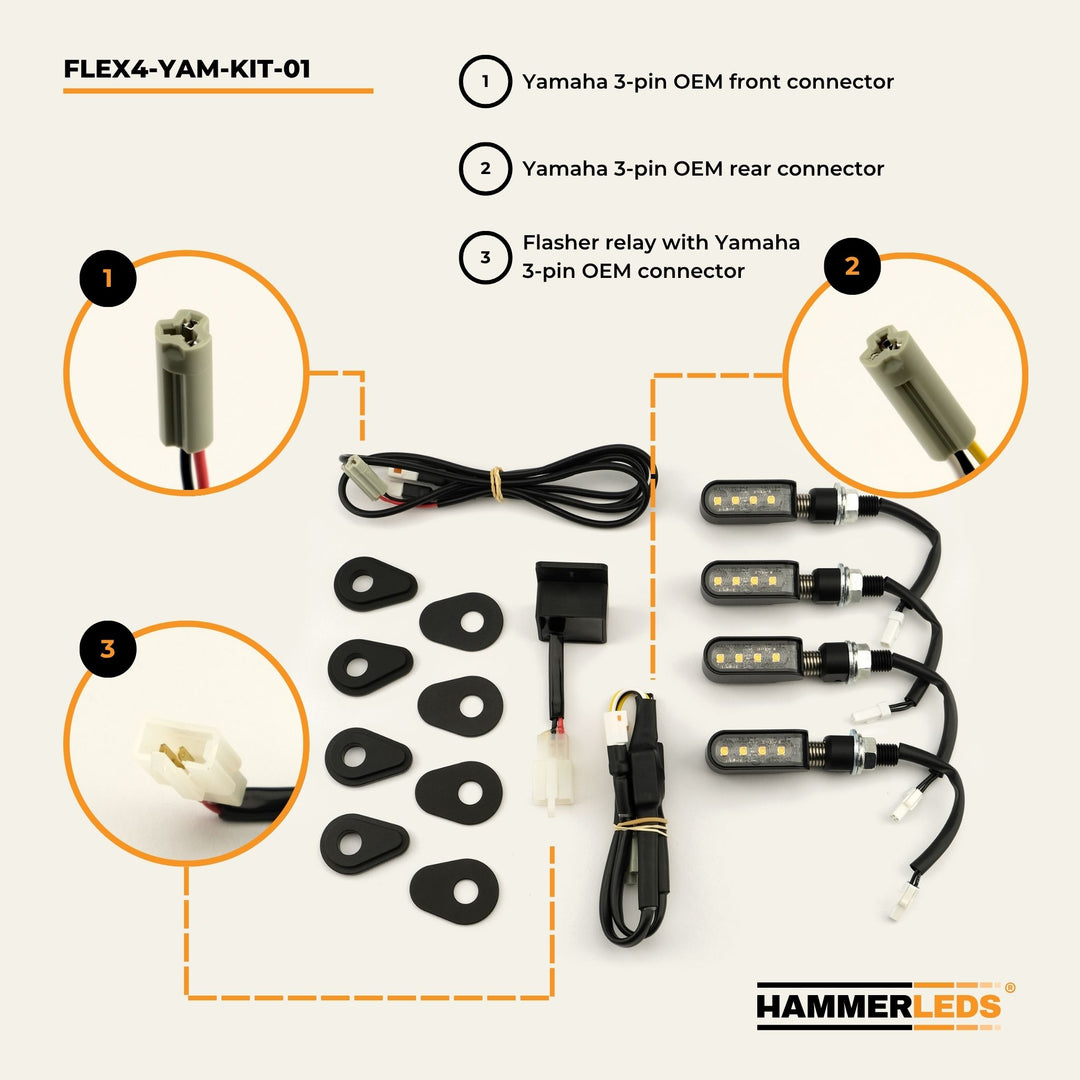 FLEX 4 - Yamaha Motorcycle LED Turn Signals - Full Kit